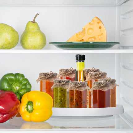 Rotating Fridge Organiser Set, 2-Piece Plastic Trays