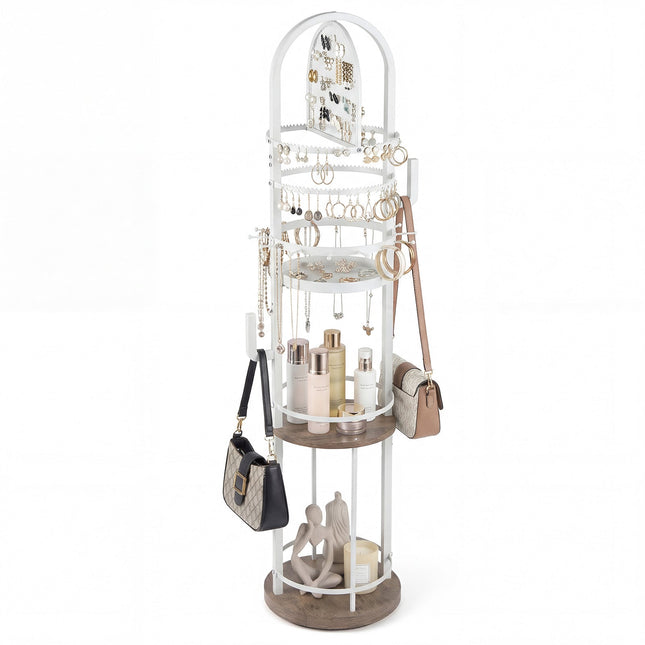 Rotating Jewelry Organizer with Earring & Necklace Holders