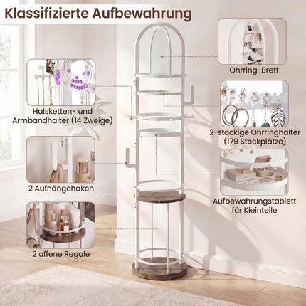 Rotating Jewelry Organizer with Earring & Necklace Holders