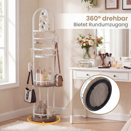 Rotating Jewelry Organizer with Earring & Necklace Holders