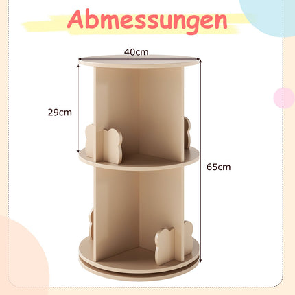 Rotating Kids Bookshelf – 2-Tier, Bunny Dividers, 360° Access