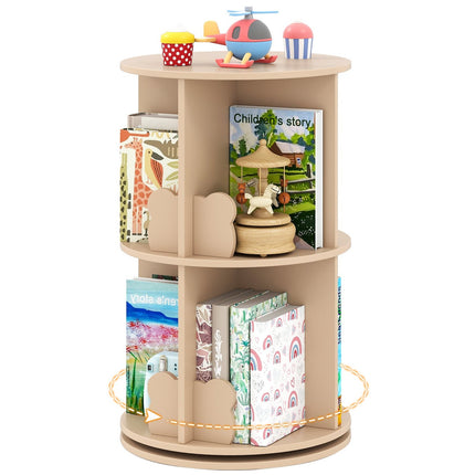 Rotating Kids Bookshelf – 2-Tier, Bunny Dividers, 360° Access