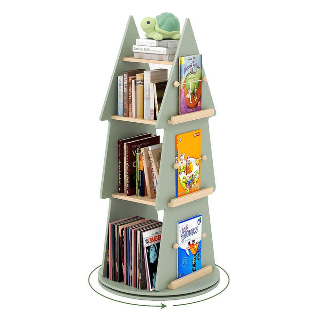Rotating Kids Bookshelf – Tree Design, 4-Tier, 360° Access