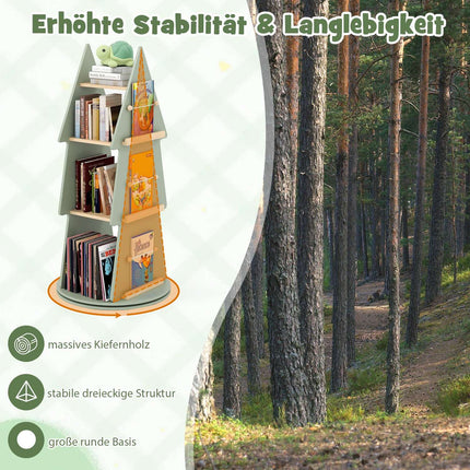 Rotating Kids Bookshelf – Tree Design, 4-Tier, 360° Access