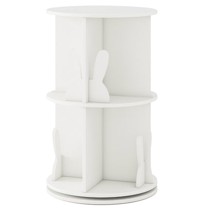 Rotating Kids Bookshelf with 2-Tier Bunny Dividers, 360° 40x40x65cm