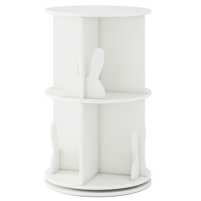 Rotating Kids Bookshelf with 2-Tier Bunny Dividers, 360° 40x40x65cm