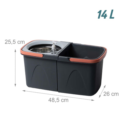 Rotating Mop Set with Bucket, Stainless Steel Handle