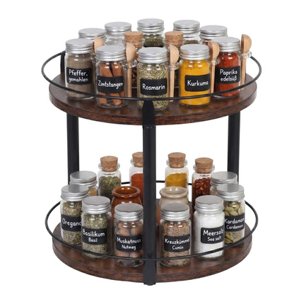 Rotating Spice Carousel Rack – Metal, Multi-Tier Organizer