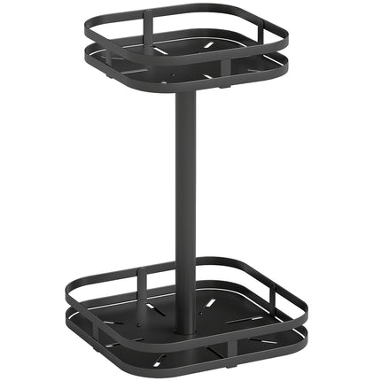 Rotating Spice Rack, 2-Tier, Metal, Black, Suction Feet