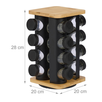 Rotating Spice Rack with 16 Jars – Stainless Steel