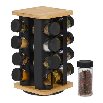 Rotating Spice Rack with 16 Jars – Stainless Steel