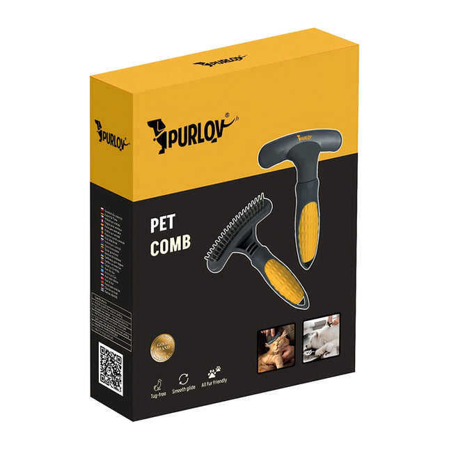 Rotating Tooth Pet Comb for Dogs & Cats – Double Row, Ergonomic