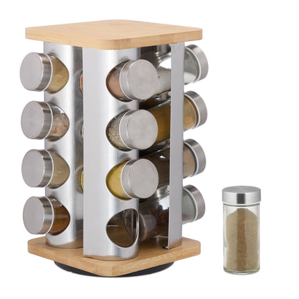 Rotating spice carousel with 16 glasses