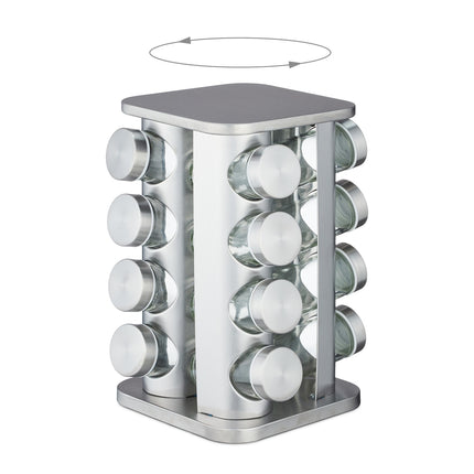 Rotating spice carousel with 16 glasses