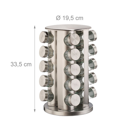 Rotating spice carousel with 20 jars