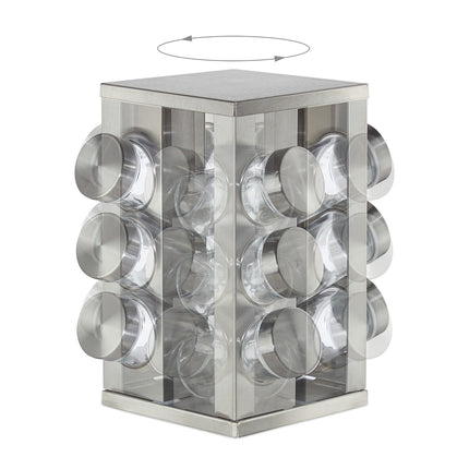 Rotating spice rack with 12 spice jars