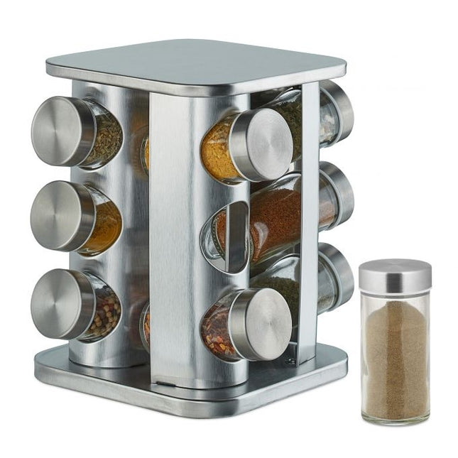 Rotating spice rack with 12 spice jars