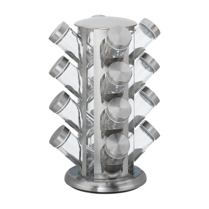 Rotating spice rack with 16 spice jars