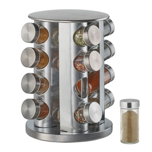 Rotating spice rack with 16 spice jars