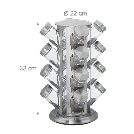 Rotating spice rack with 16 spice jars