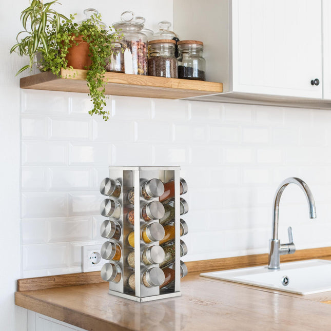 Rotating spice rack with 20 spice jars