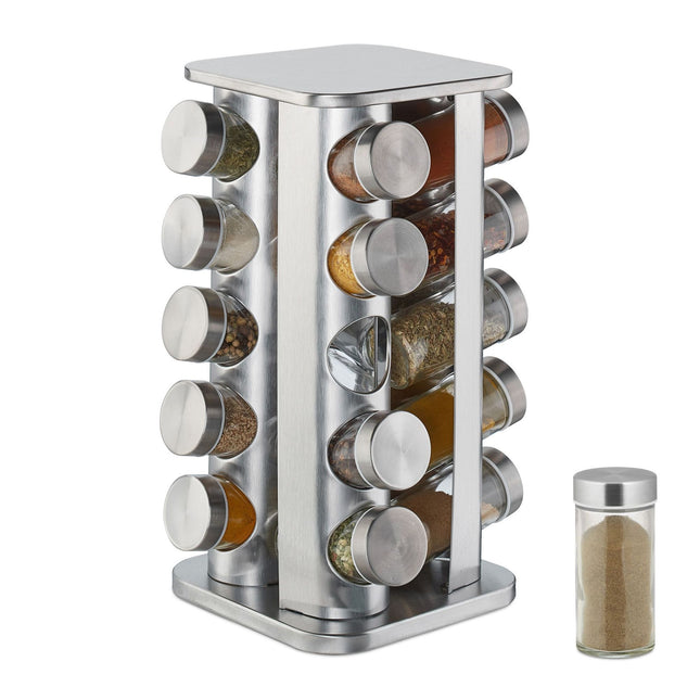 Rotating spice rack with 20 spice jars