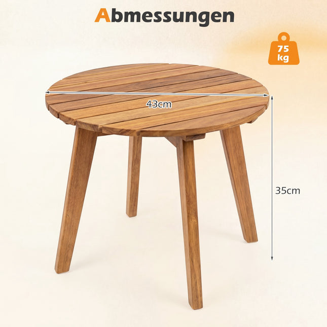 Round Acacia Wood Side Table – Indoor/Outdoor Use
