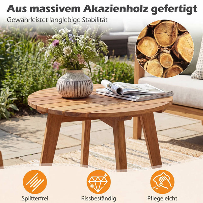 Round Acacia Wood Side Table – Indoor/Outdoor Use