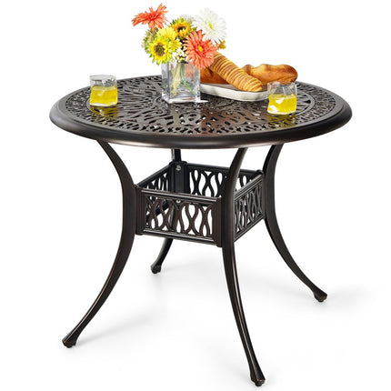 Round Aluminum Patio Table with Umbrella Hole, 90 cm