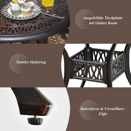 Round Aluminum Patio Table with Umbrella Hole, 90 cm