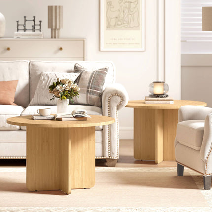 Round Bamboo Coffee Table, Natural Finish, 120kg Capacity