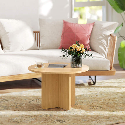 Round Bamboo Coffee Table, Natural Finish, 120kg Capacity