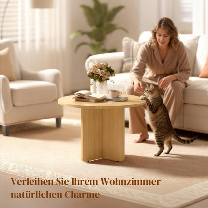 Round Bamboo Coffee Table, Natural Finish, 120kg Capacity