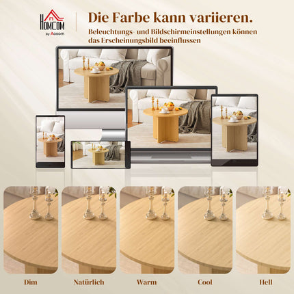 Round Bamboo Coffee Table, Natural Finish, 120kg Capacity