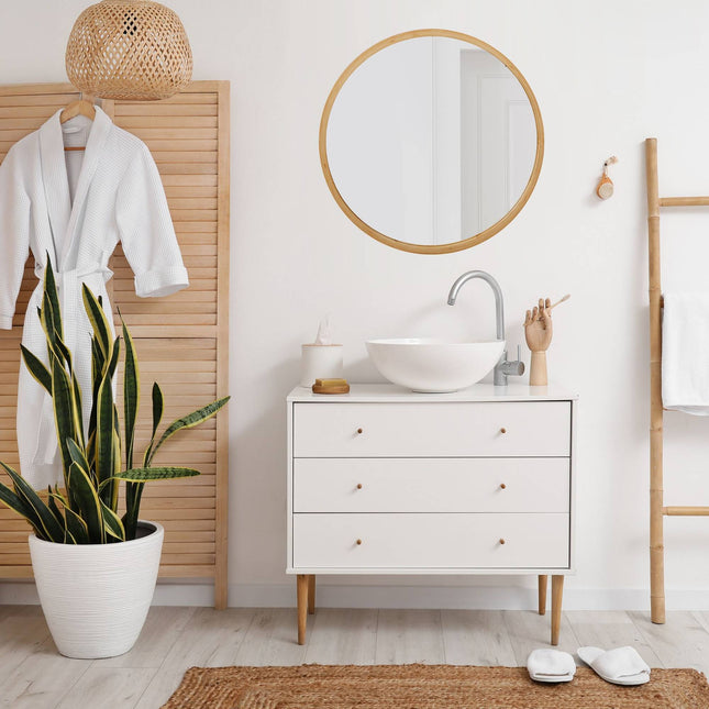 Round Bamboo Wall Mirror 61 cm