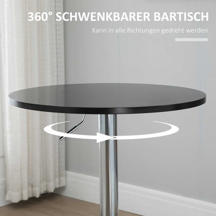 Adjustable round bar table, rotating steel, black Ø61cm