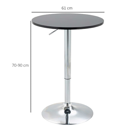 Adjustable round bar table, rotating steel, black Ø61cm