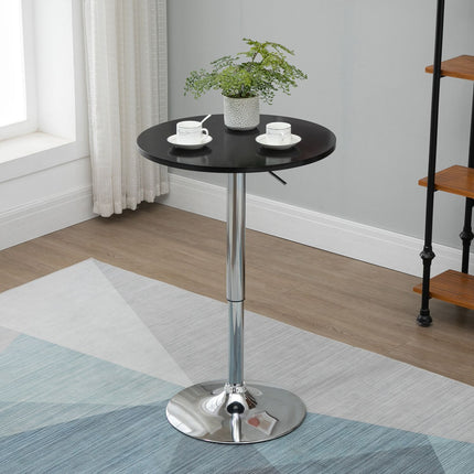 Adjustable round bar table, rotating steel, black Ø61cm