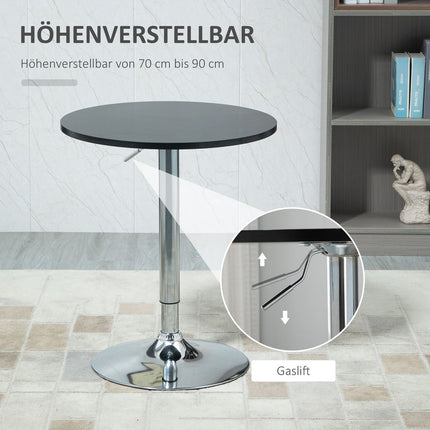 Adjustable round bar table, rotating steel, black Ø61cm