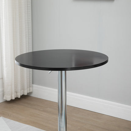 Adjustable round bar table, rotating steel, black Ø61cm