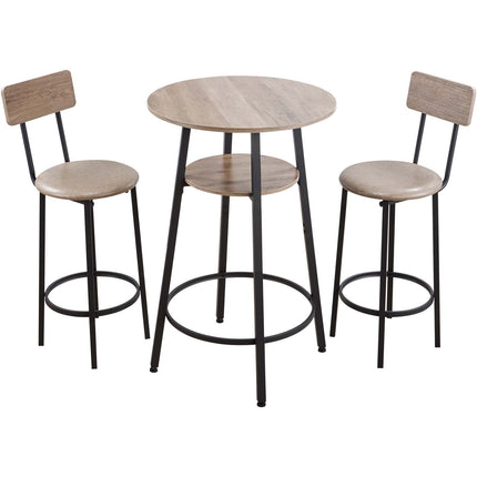 Round Bar Table Set, 3-Piece, Table and 2 Stools