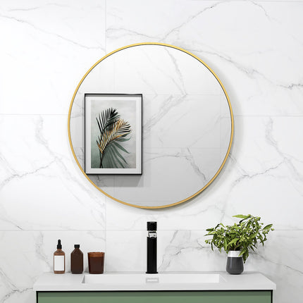Round Bathroom Mirror, 70x70 cm, Gold Frame, Safety Glass