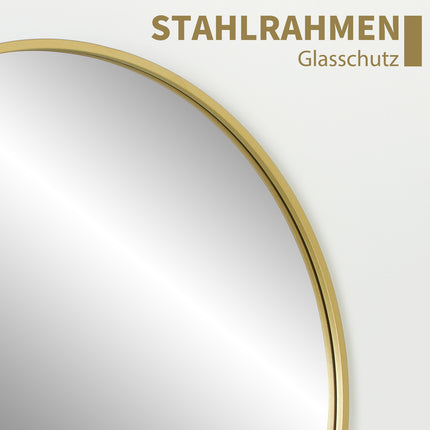 Round Bathroom Mirror, 70x70 cm, Gold Frame, Safety Glass