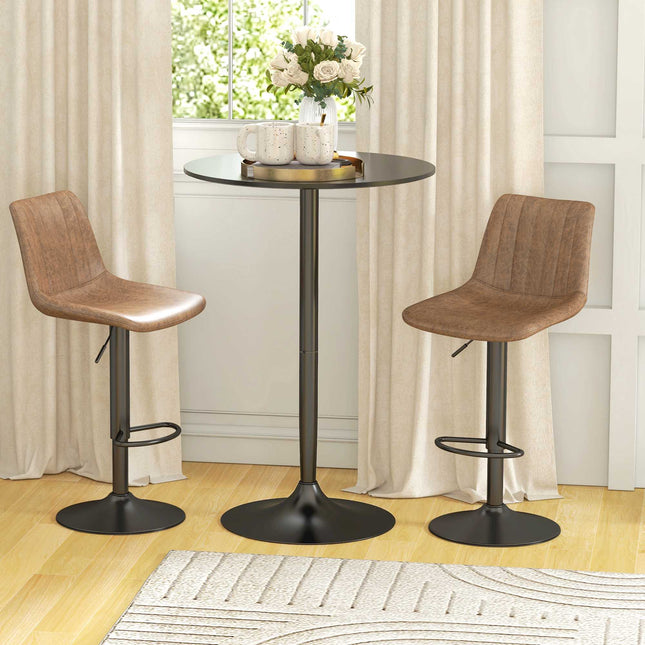 Round Black Bar Table, MDF & Steel, Ø70 x 102 cm