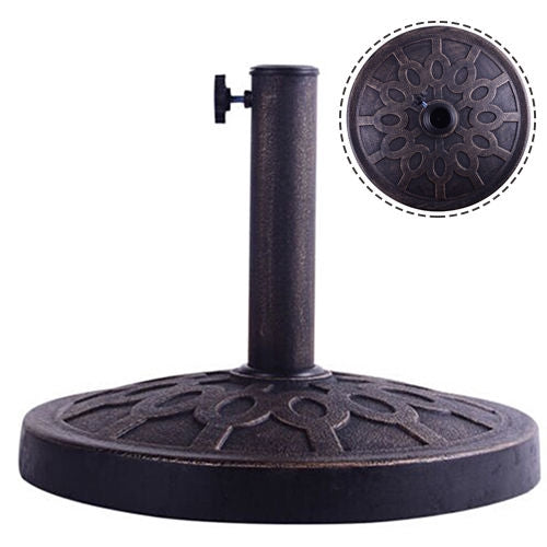 Ronde bronzen parasolvoet, geschikt voor parasolstokken van 38 mm/48 mm.