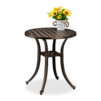 Round Cast Aluminium Patio Side Table, Weatherproof