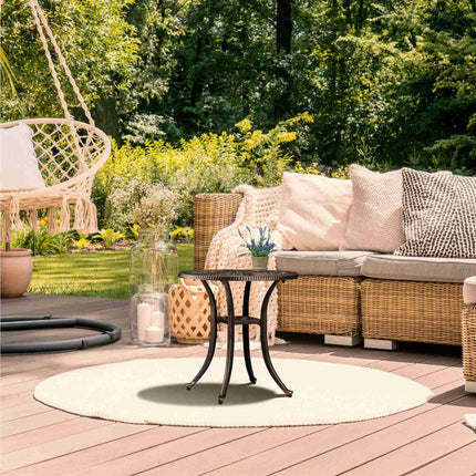 Round Cast Aluminum Garden Side Table – Weatherproof
