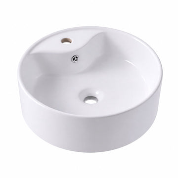 Round Ceramic Countertop Washbasin with Overflow, 41 cm