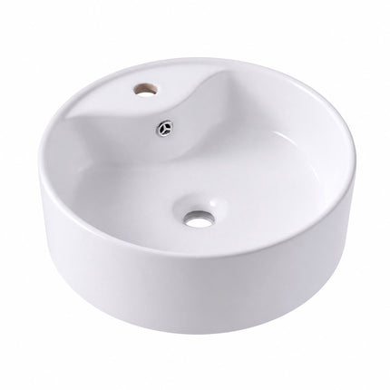 Round Ceramic Countertop Washbasin with Overflow, 41 cm