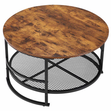 Round Coffee Table Set, 3-Piece, 80 cm, 2 Side Tables